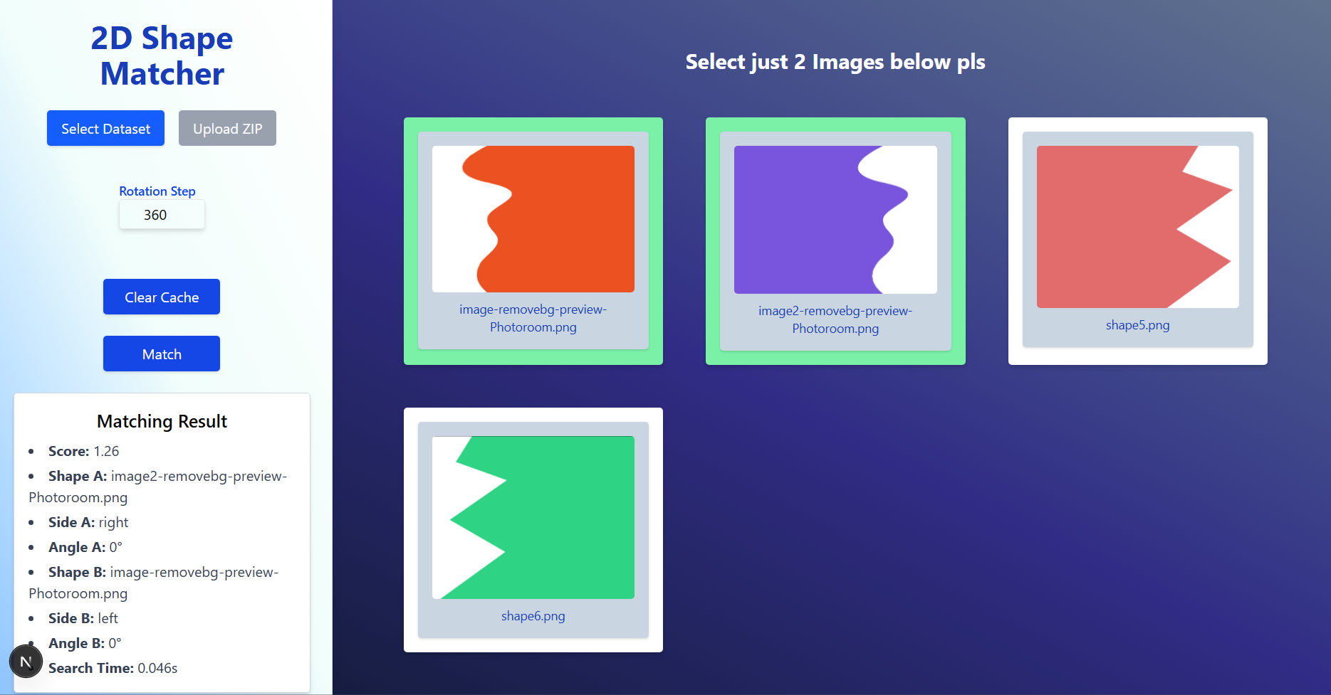 2D Shape Side Matcher
